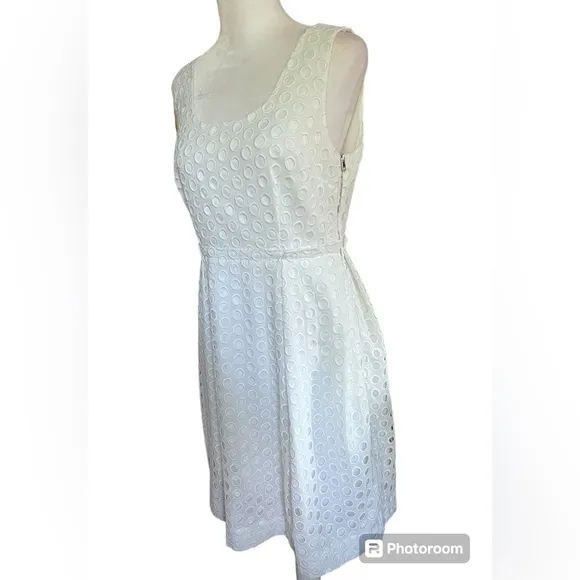 Ann Taylor NEW White Lace Embroidered Sleeveless Lined Shift Dress 6P Petite