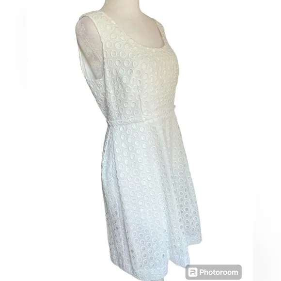 Ann Taylor NEW White Lace Embroidered Sleeveless Lined Shift Dress 6P Petite