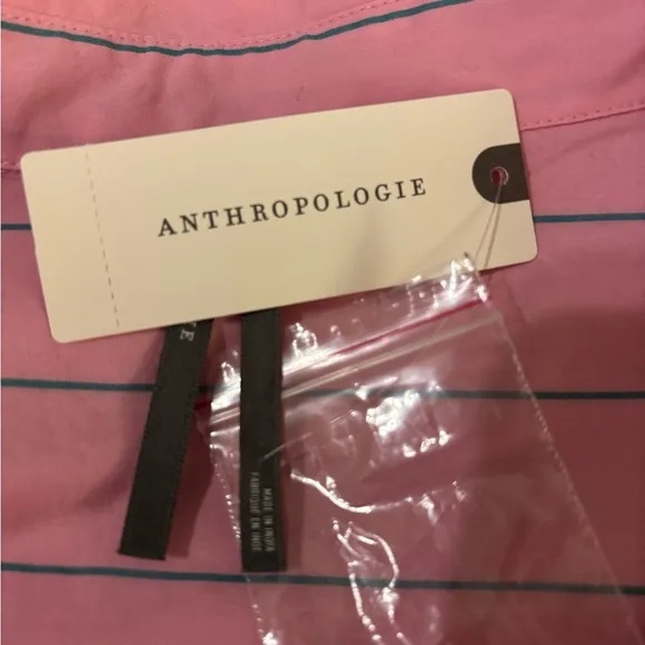 Anthropologie Oversized Pink Striped Pajama Shirt Size L. NWT