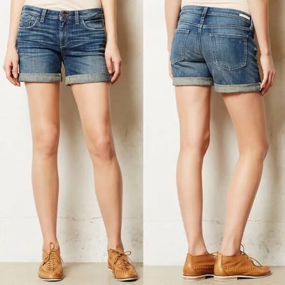 ANTHROPOLOGIE PILCRO Hyphen Relaxed Denim Jean Medium Blue Wash Shorts 27