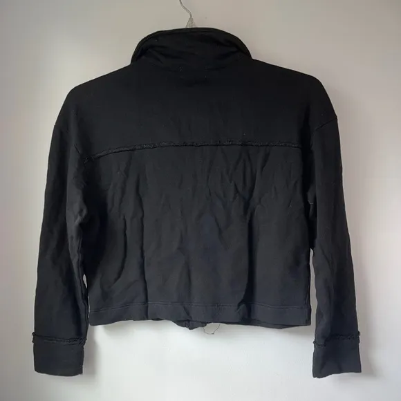Anthropologie t.La French Terry Lined Black Crop Jacket
