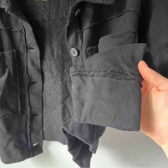 Anthropologie t.La French Terry Lined Black Crop Jacket