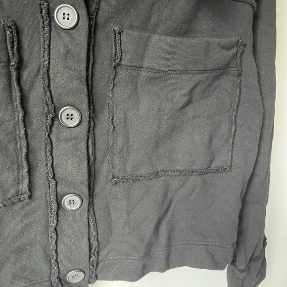 Anthropologie t.La French Terry Lined Black Crop Jacket
