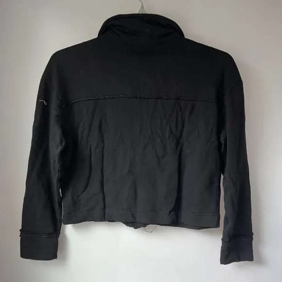 Anthropologie t.La French Terry Lined Black Crop Jacket