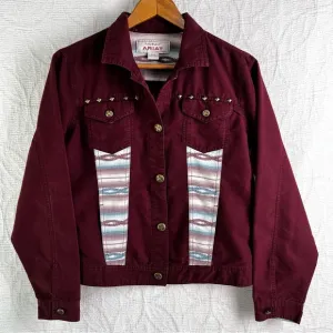 Ariat La Madre Jacket Women Medium Burgundy Aztec Shacket Western Button Cowgirl