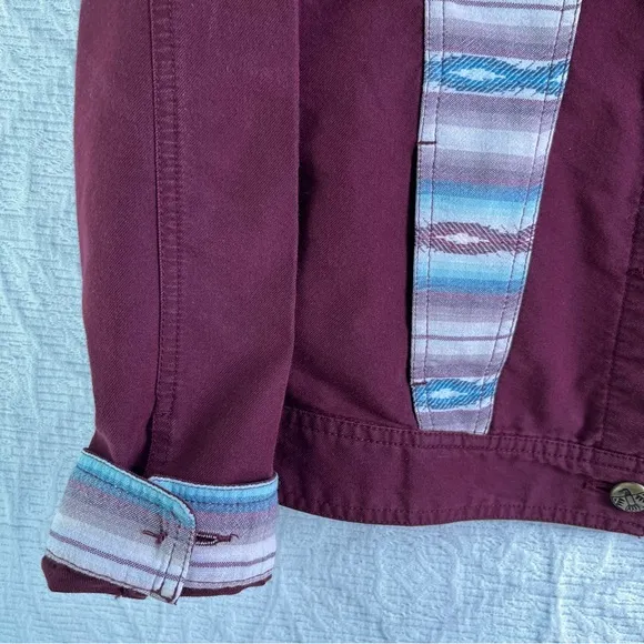 Ariat La Madre Jacket Women Medium Burgundy Aztec Shacket Western Button Cowgirl