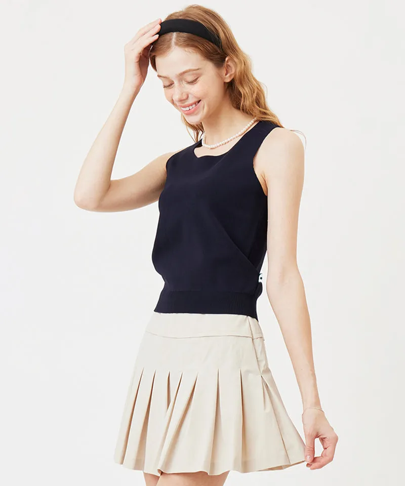 AVEN Sleeveless Knit Cardigan Set - Navy