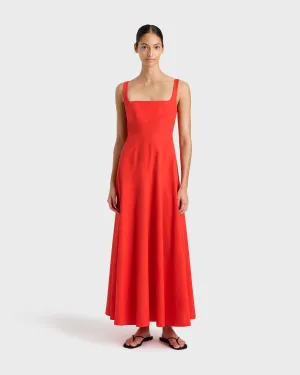 Avila Panelled Maxi Dress - Scarlet