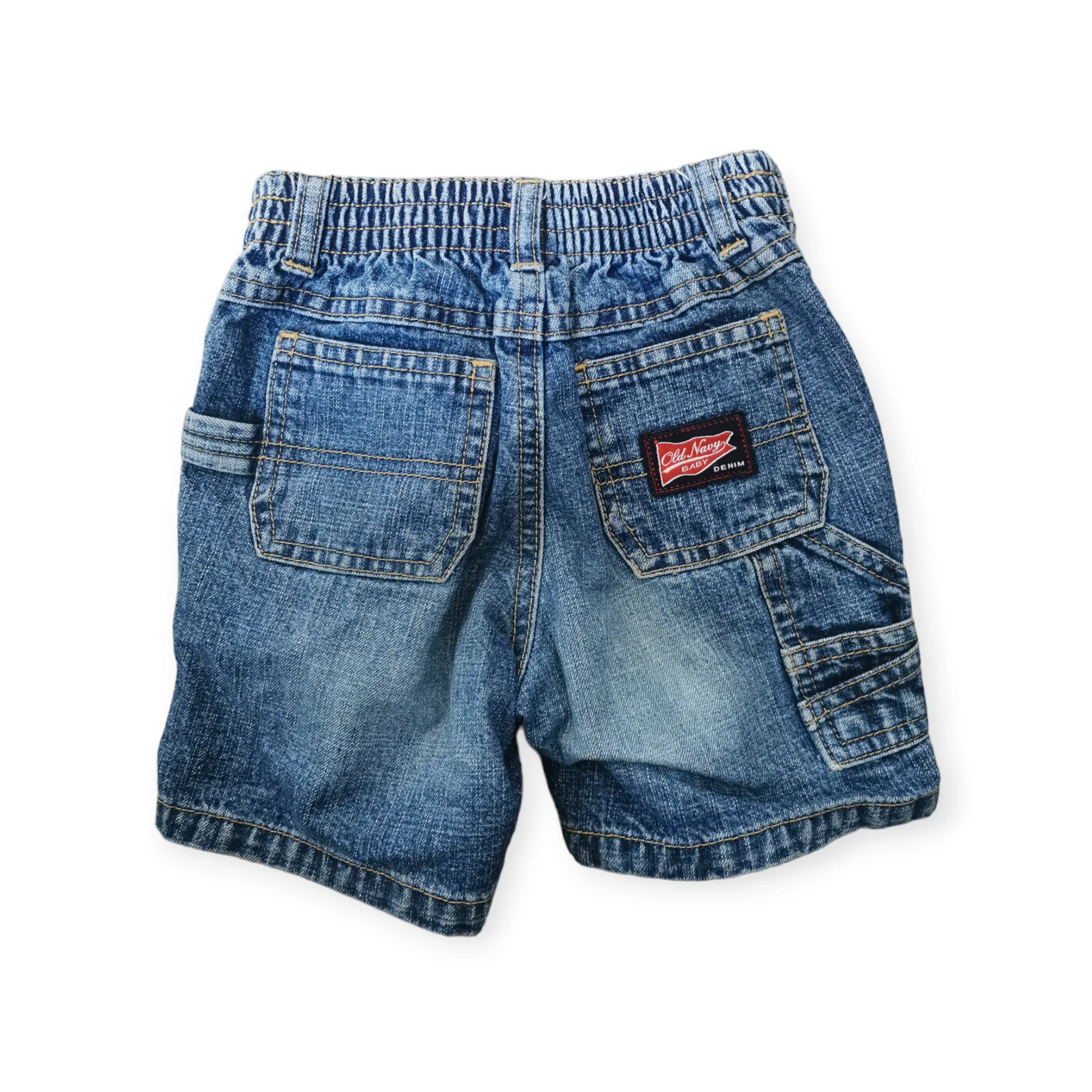 BABY BOY SIZE 18/24 MONTHS - OLD NAVY, Denim Cargo Shorts VGUC B43