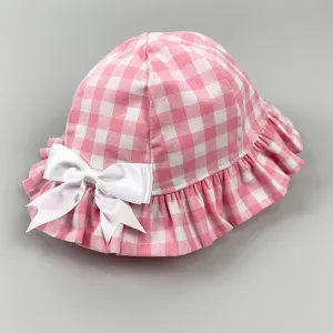 Baby Girls Sunhat - Pink Gingham with Bow