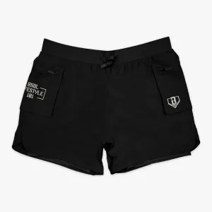 Batter's Box Cargo Youth Shorts with Liner - Black