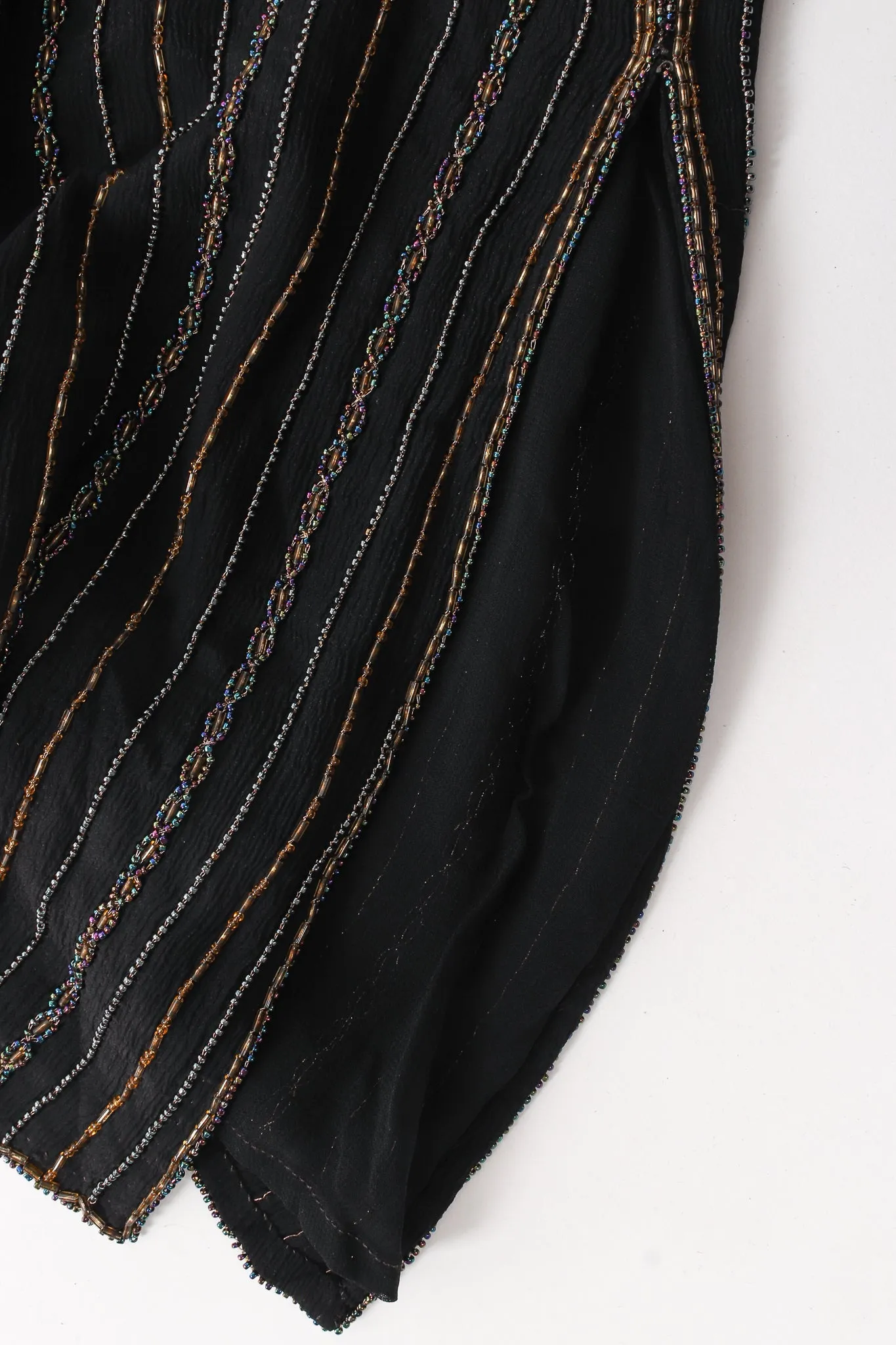 Bead Striped Silk Shift Dress