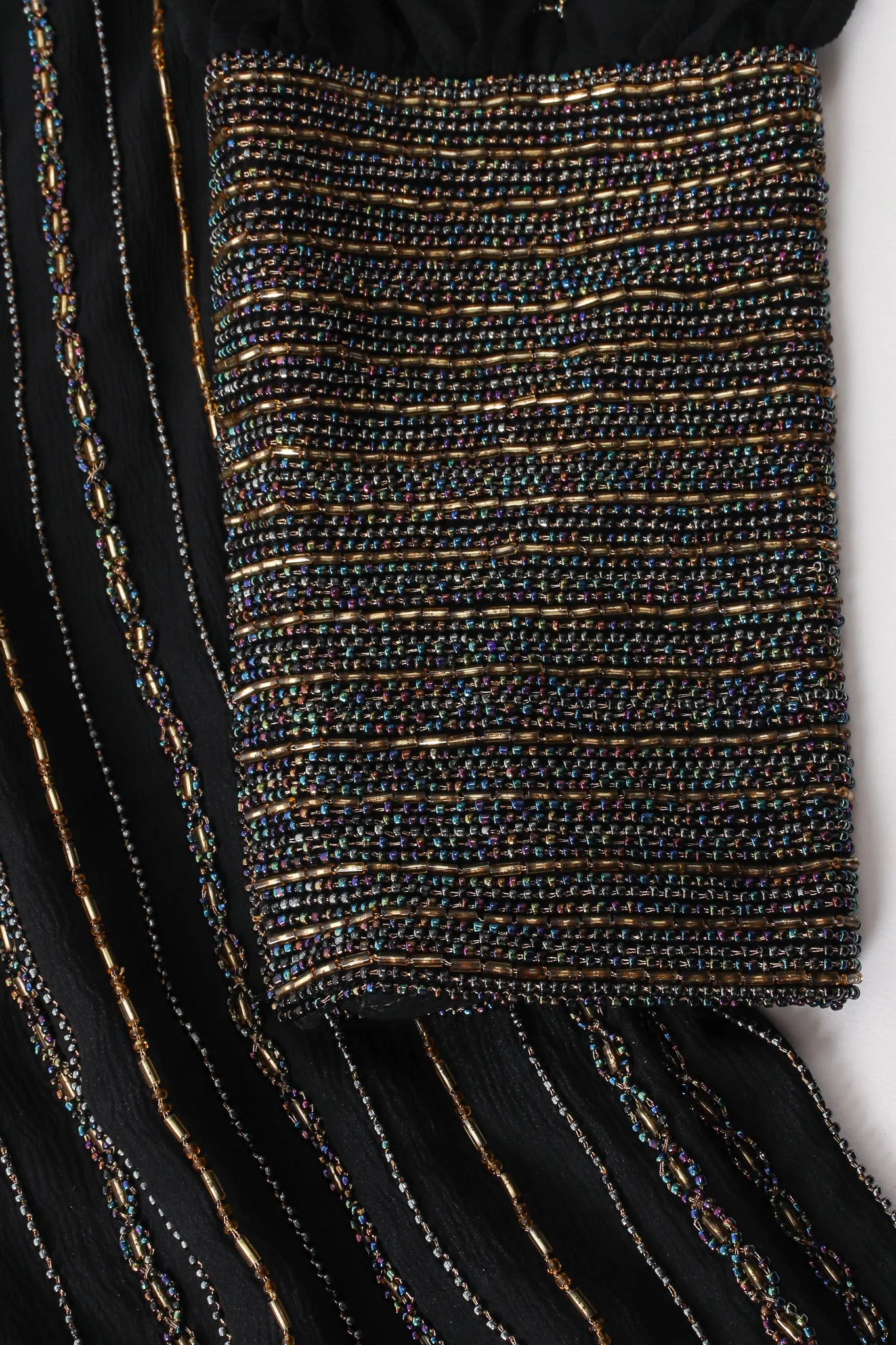 Bead Striped Silk Shift Dress