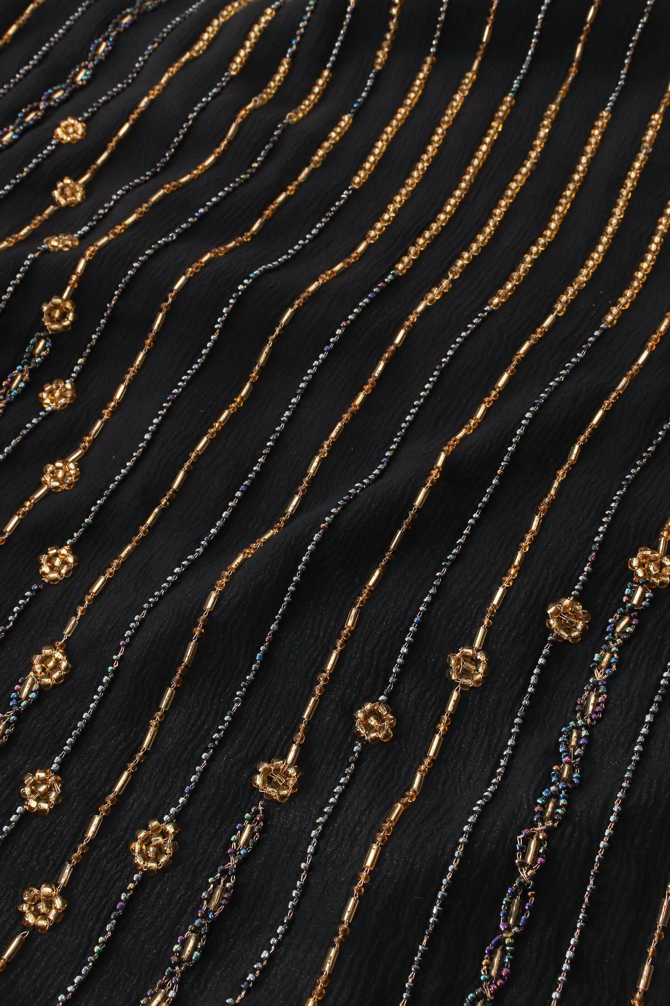 Bead Striped Silk Shift Dress