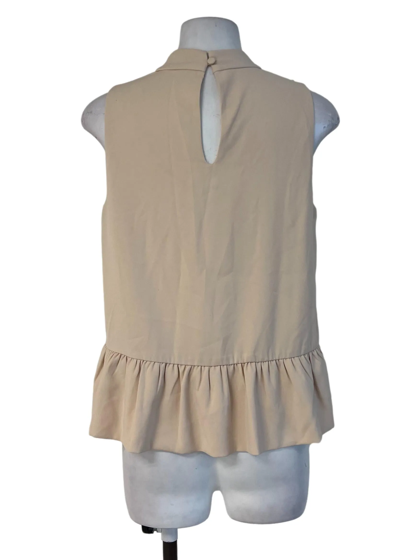 Beige Mandarin Sleeveless Top