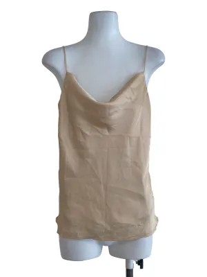 Beige Plain Sleeveless Top