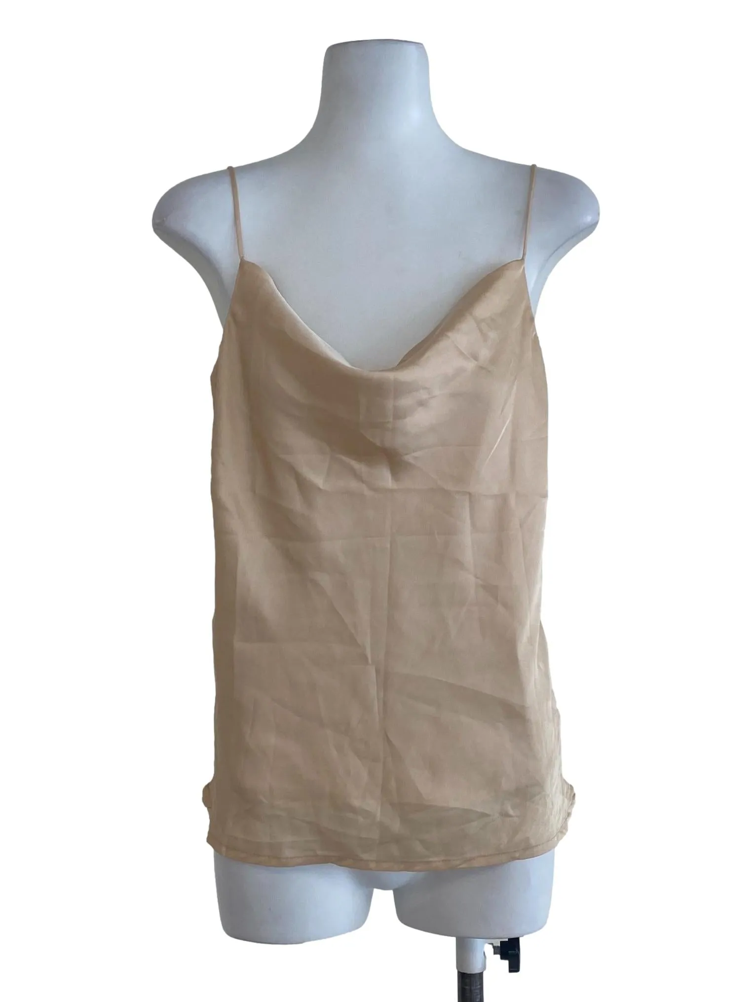 Beige Plain Sleeveless Top