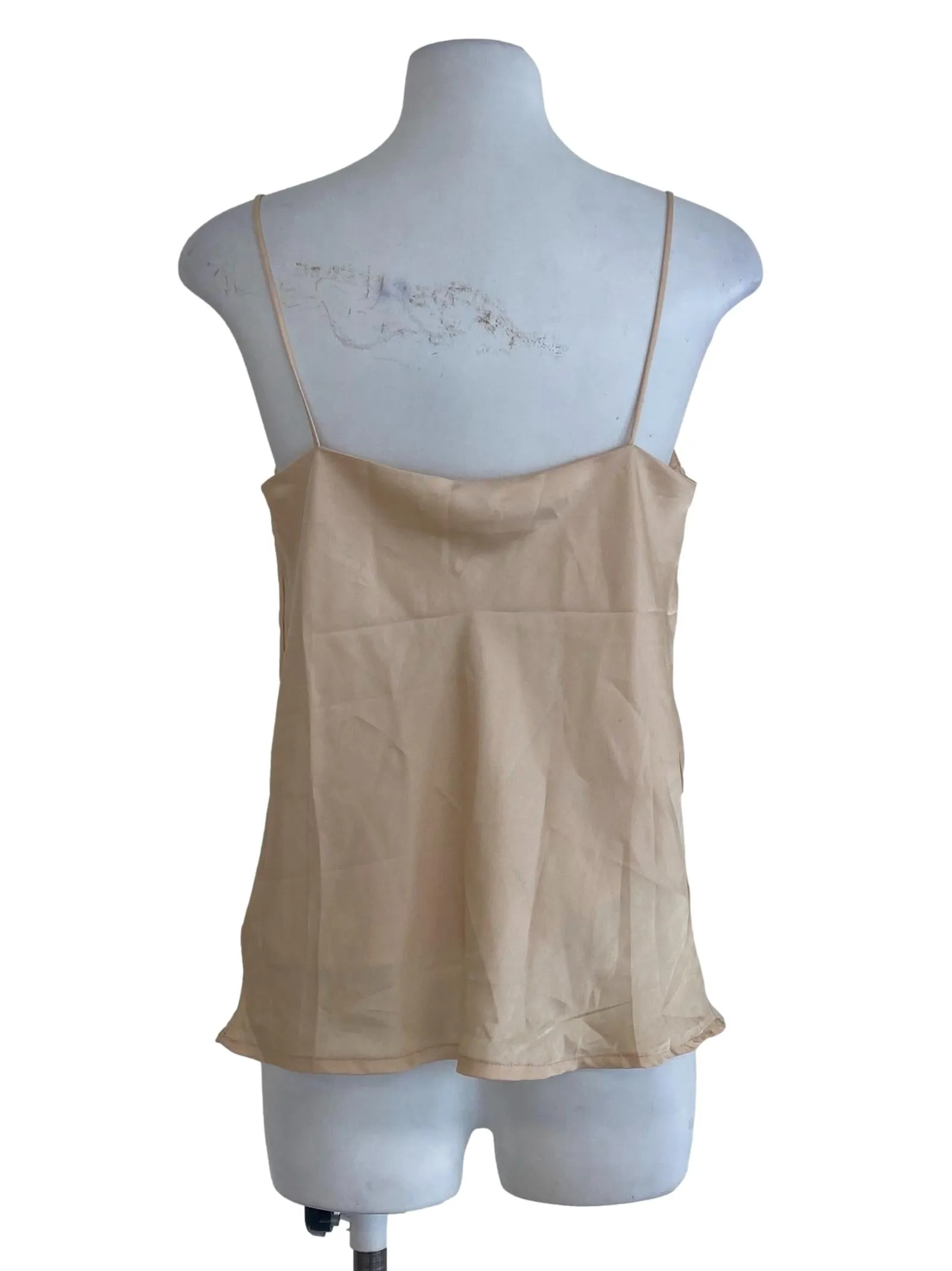 Beige Plain Sleeveless Top