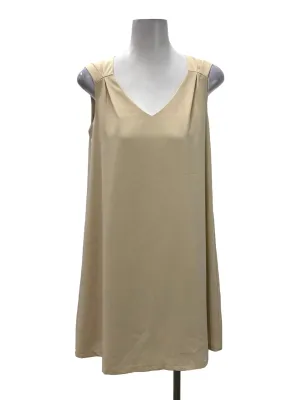 Beige V-Neck Sleeveless Mini Shift Dress