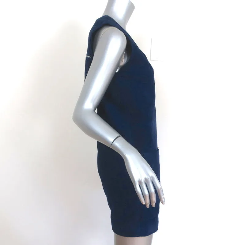 Belstaff Fringed Suede Mini Dress Brigitte Navy Size 40 Sleeveless V-Neck Shift