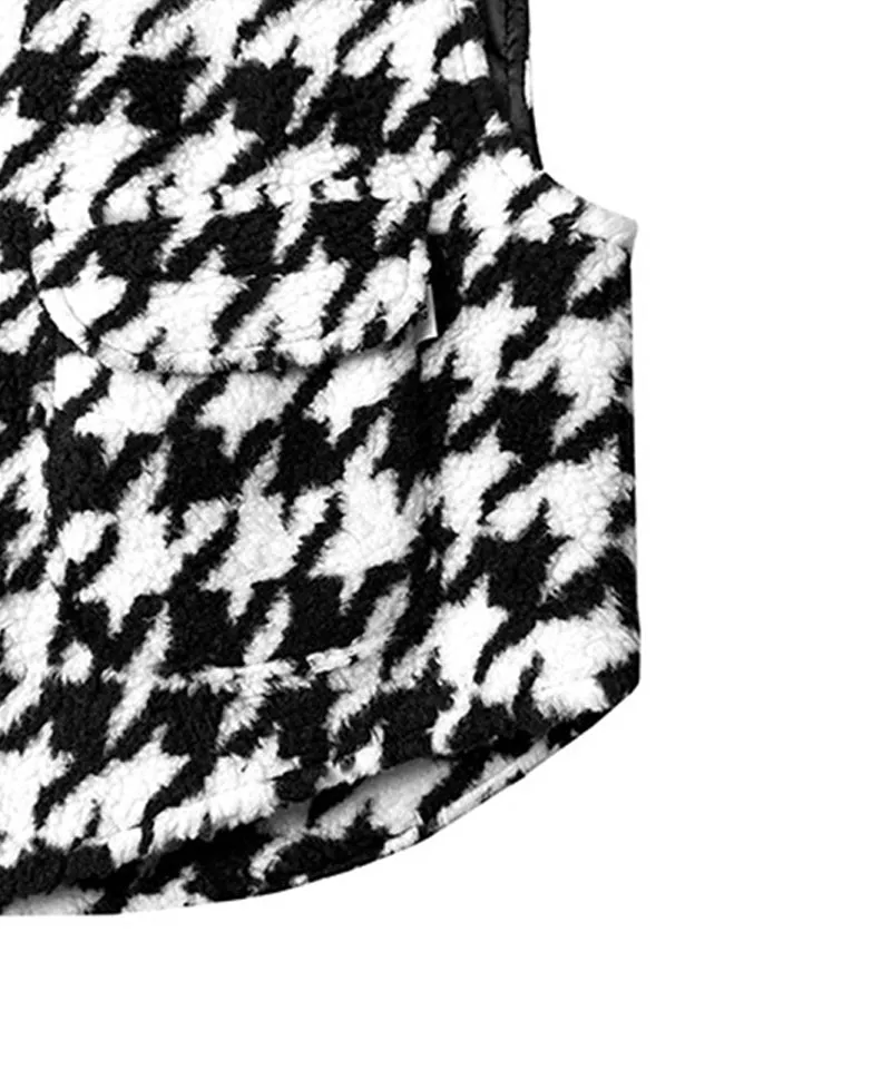 BENECIA 12 Fleece Houndstooth Vest  - Black