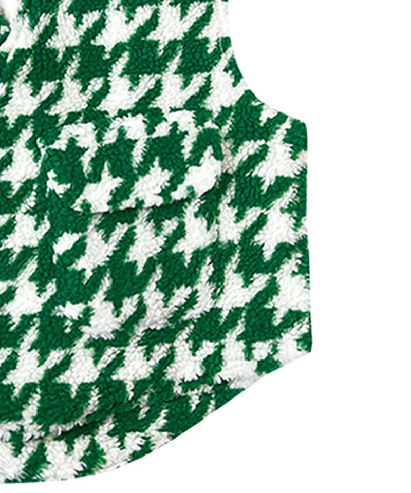 BENECIA 12 Fleece Houndstooth Vest  - Green
