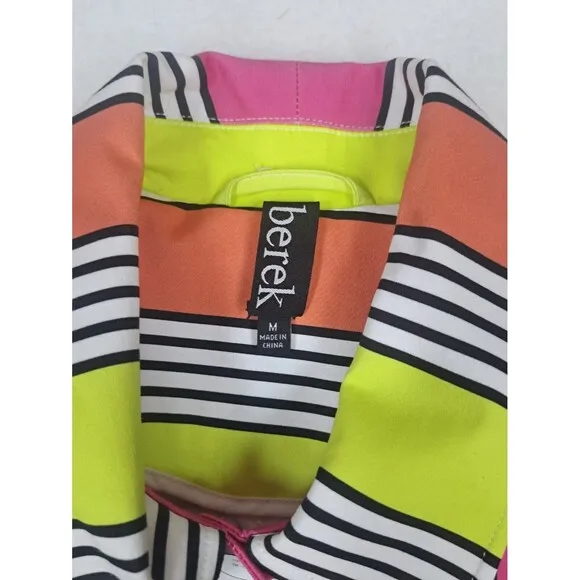 BEREK Color Block Abstract Pattern Blazer Jacket Colorful Coat Women's Size M