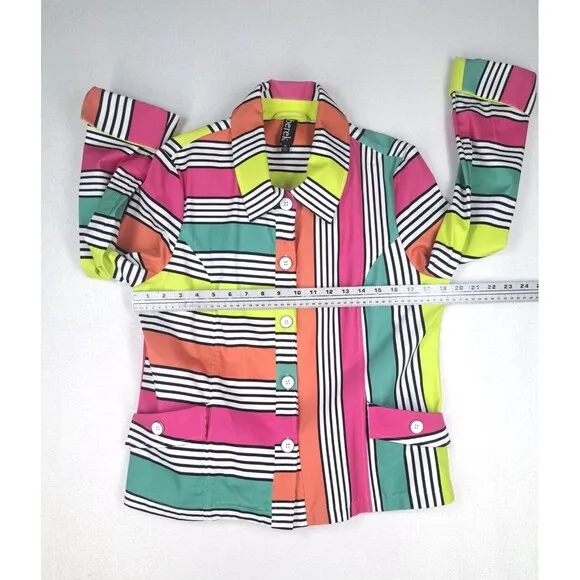 BEREK Color Block Abstract Pattern Blazer Jacket Colorful Coat Women's Size M