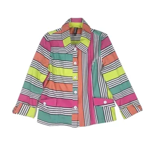 BEREK Color Block Abstract Pattern Blazer Jacket Colorful Coat Women's Size M