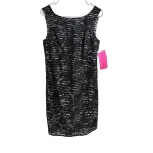 Betsey Johnson Womens size 4 Black and White Lace Shift Dress Stripes Party