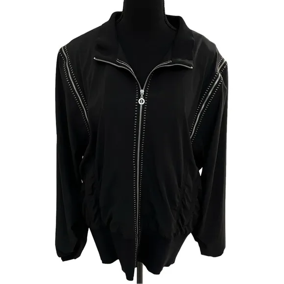 Betty Barclay collection black zip up lightweight jacket sz 1x