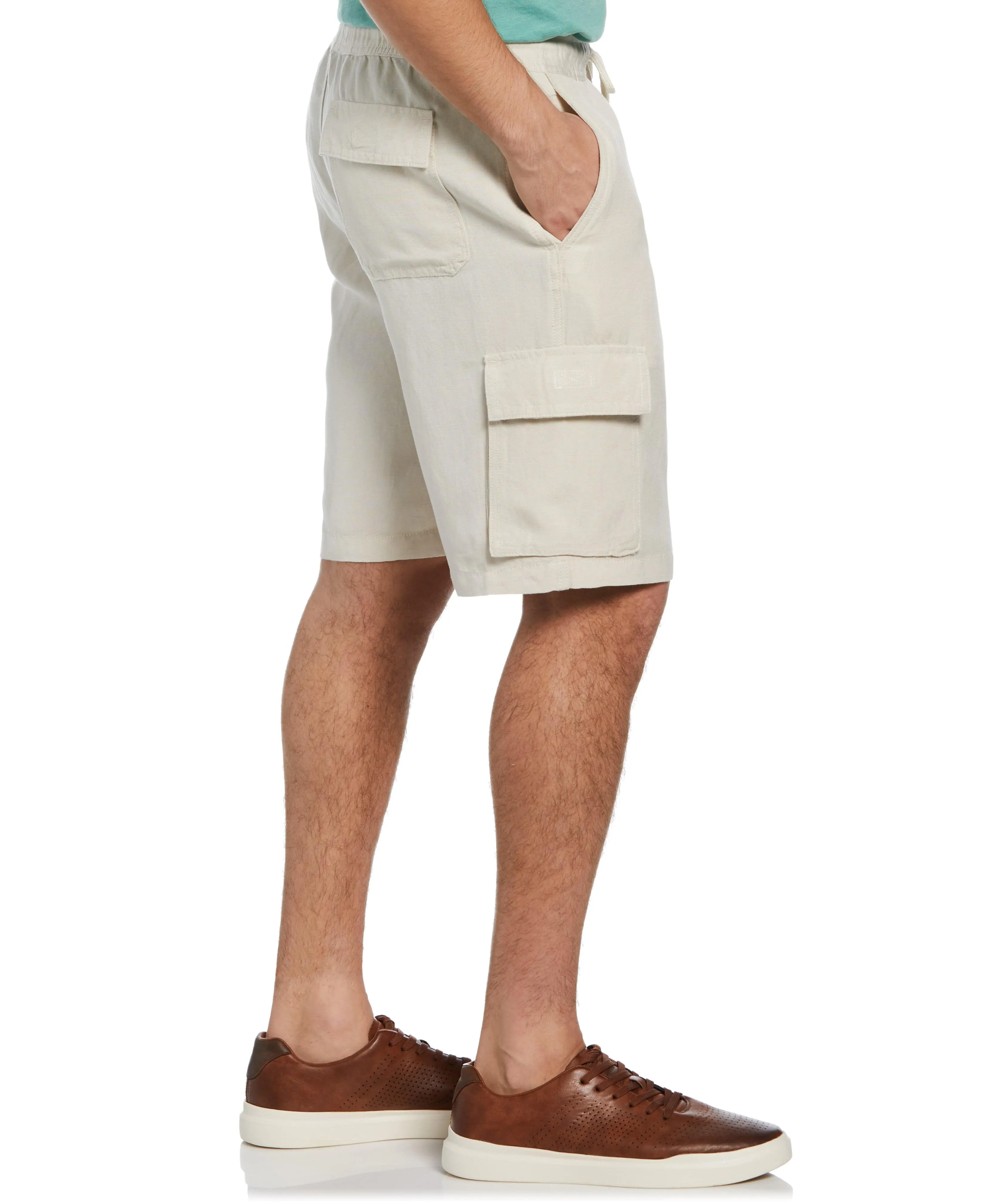 Big & Tall Linen Blend Pull-On Cargo Shorts