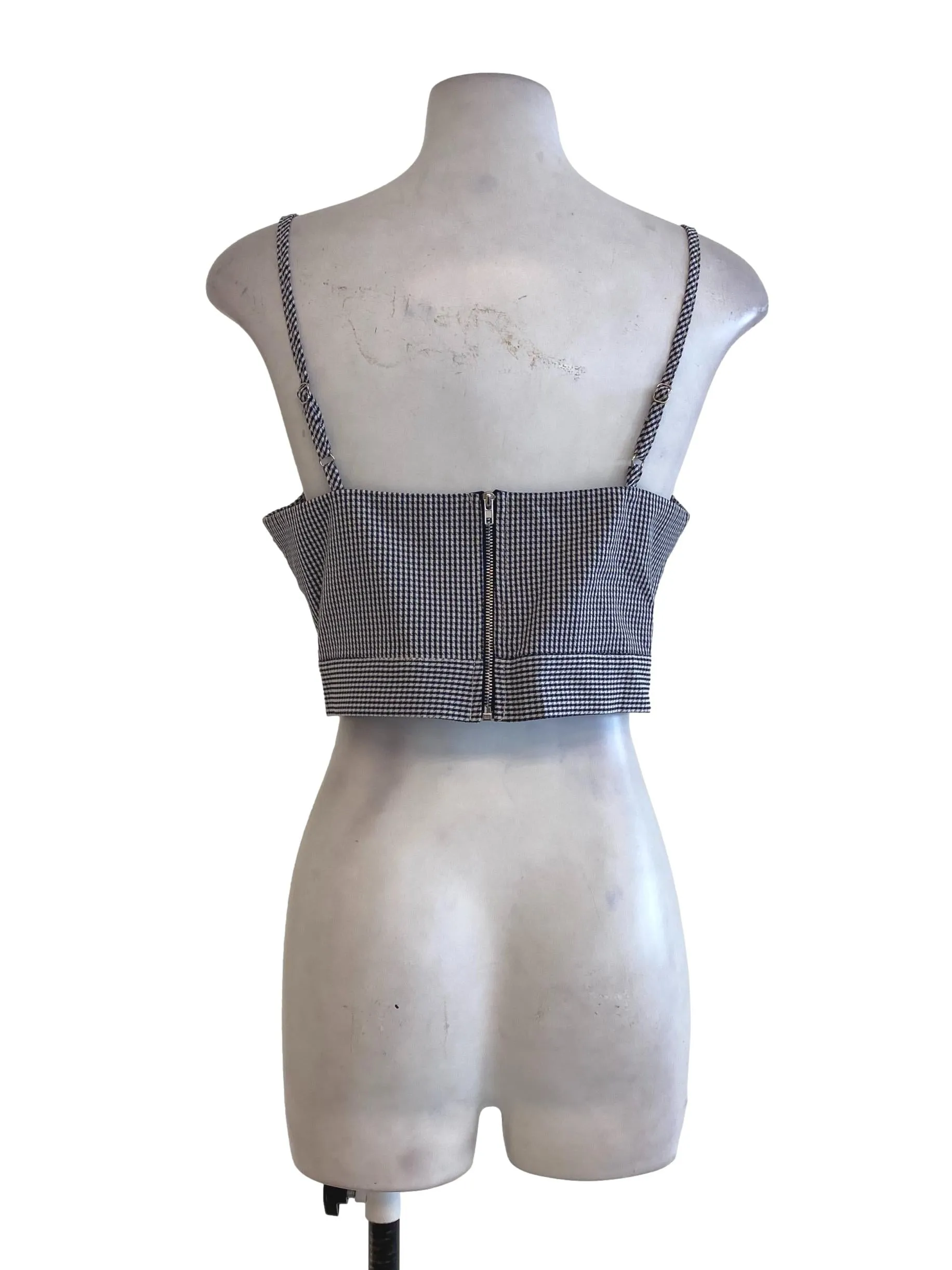 Black Gingham Crop Top