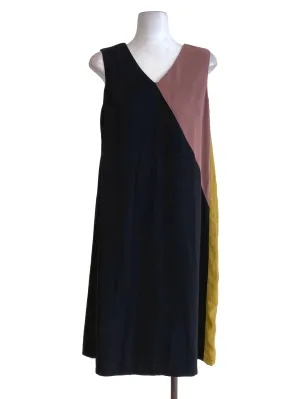 Black Pink Yellow Diagonal Shift Dress
