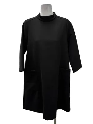 Black Roundneck Mini Block Shift Dress