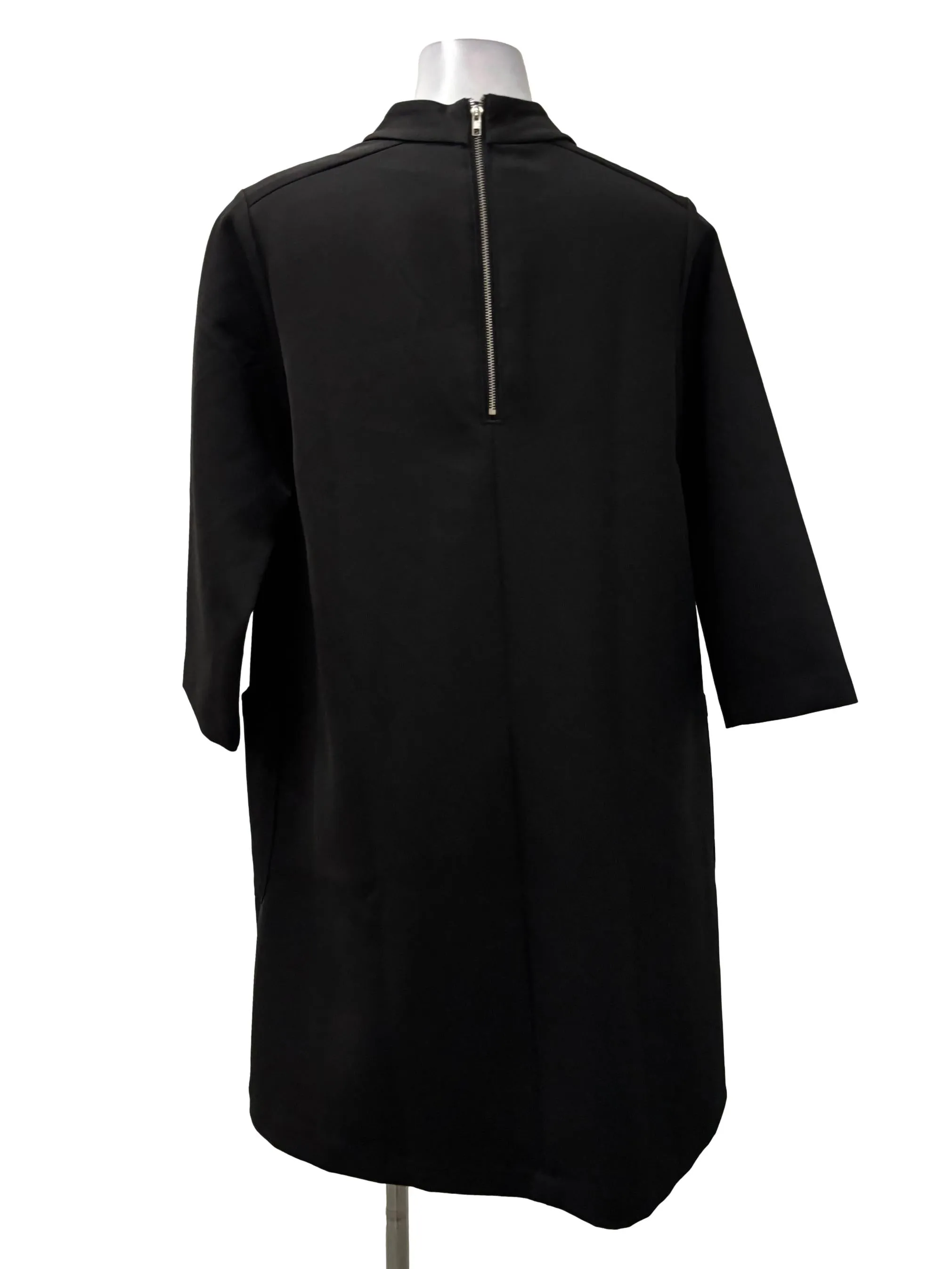 Black Roundneck Mini Block Shift Dress