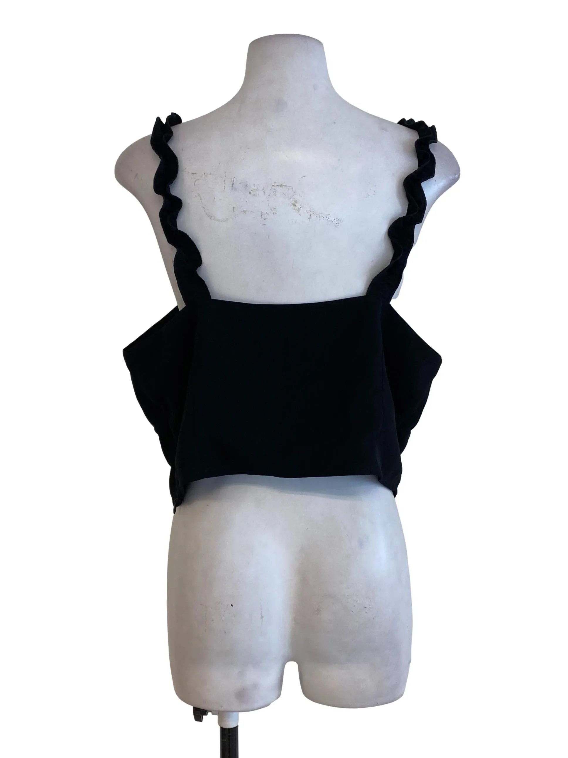 Black Ruffle Strap Top