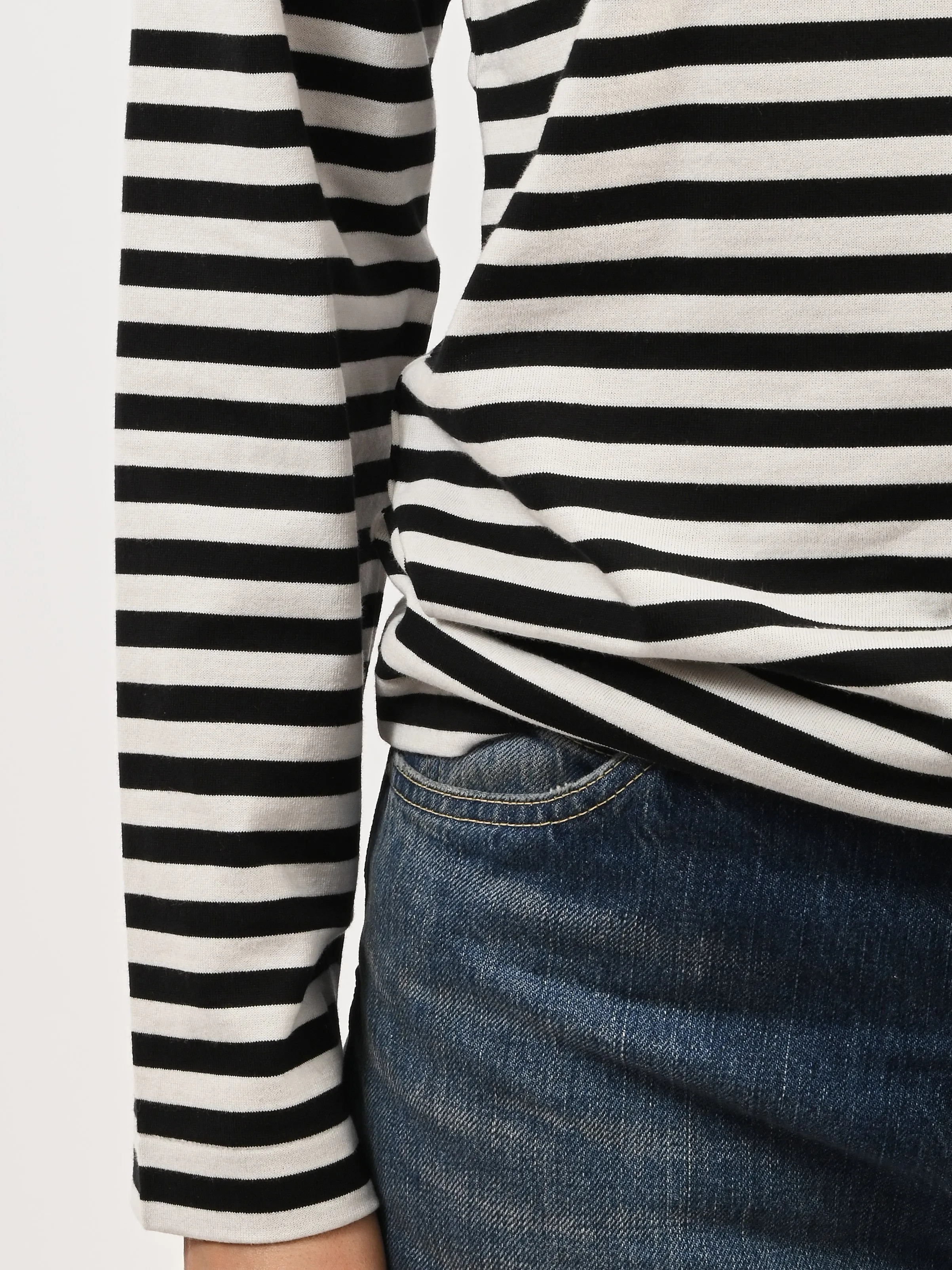 Black/White Red Heart Play Striped T-Shirt