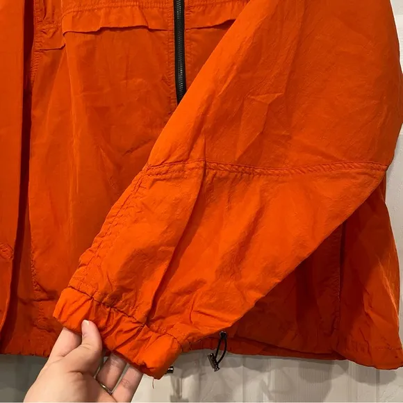 Blank NYC Womens Orange Nylon Hooded Windbreaker Jacket Large Swishy