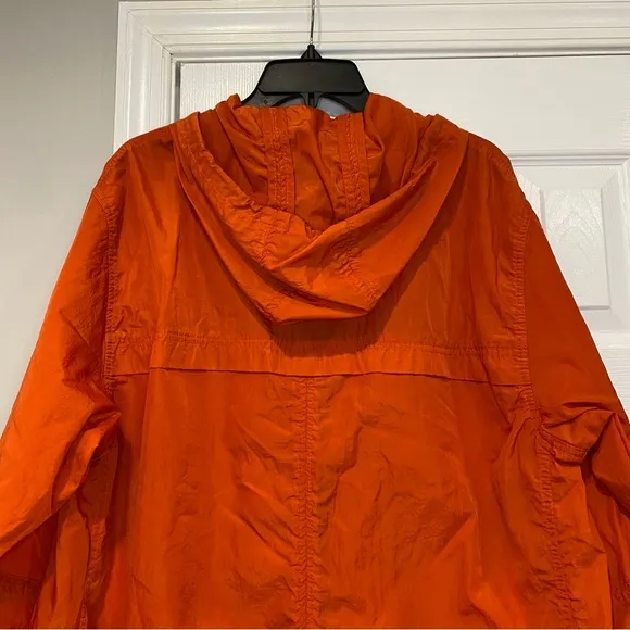 Blank NYC Womens Orange Nylon Hooded Windbreaker Jacket Large Swishy