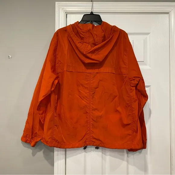 Blank NYC Womens Orange Nylon Hooded Windbreaker Jacket Large Swishy