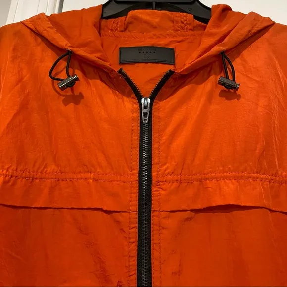 Blank NYC Womens Orange Nylon Hooded Windbreaker Jacket Large Swishy