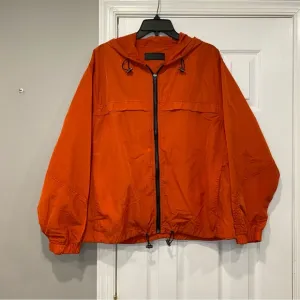 Blank NYC Womens Orange Nylon Hooded Windbreaker Jacket Large Swishy