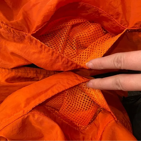 Blank NYC Womens Orange Nylon Hooded Windbreaker Jacket Large Swishy
