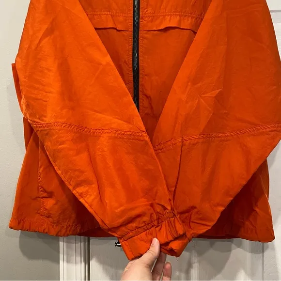 Blank NYC Womens Orange Nylon Hooded Windbreaker Jacket Large Swishy