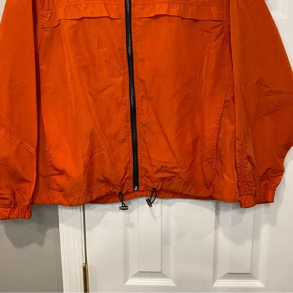 Blank NYC Womens Orange Nylon Hooded Windbreaker Jacket Large Swishy