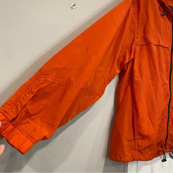 Blank NYC Womens Orange Nylon Hooded Windbreaker Jacket Large Swishy
