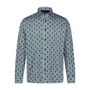 Blue and Navy Striped Long Sleeve Shirt