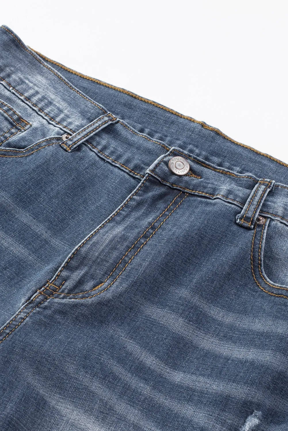 Blue Men's American Flag Distressed Denim Shorts