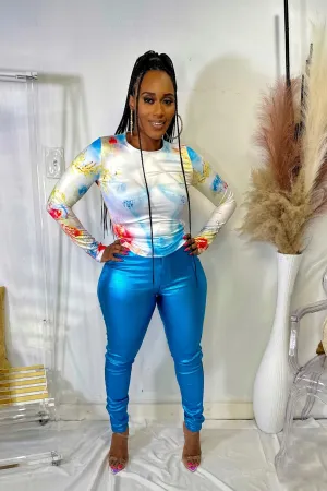 BLUE MULTI MESH TOP